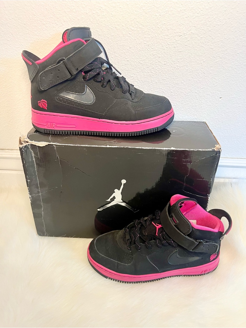 Nike Air Jordan AJF 6 RARE Black & Hot Pink High-Top Sneakers